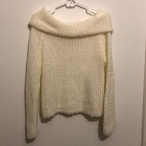 Off the shoulder cowl neck sweater